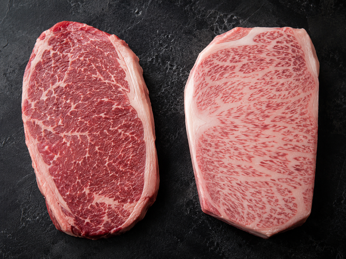 Australian Wagyu and Japanese Wagyu steaks compared side by side