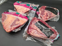 Raw grass-fed and finished Angus rump cap (picanha) from Southern Ranges with thick fat cap