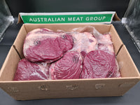 Raw 100% grass-fed Black Angus rostbiff, whole rump with the cap removed, AMG beef