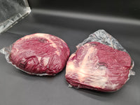 Raw 100% grass-fed Black Angus rostbiff, whole rump with the cap removed, AMG beef
