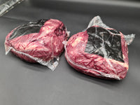 Raw 100% grass-fed Black Angus rostbiff, whole rump with the cap removed, AMG beef