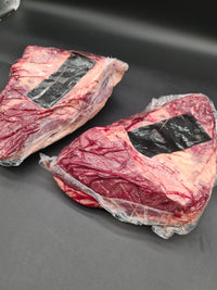 Raw 100% grass-fed and finished Angus rump cap (picanha) with thick fat cap, AMG beef