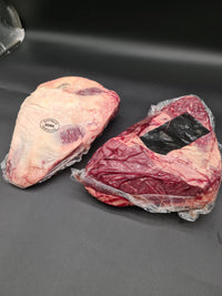 Raw 100% grass-fed and finished Angus rump cap (picanha) with thick fat cap, AMG beef
