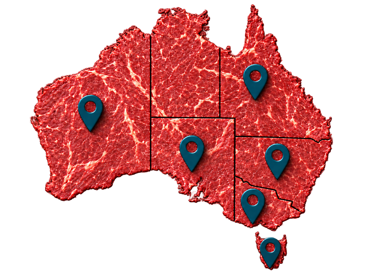 Map of Cost Cut Meats delivery zones across Australia